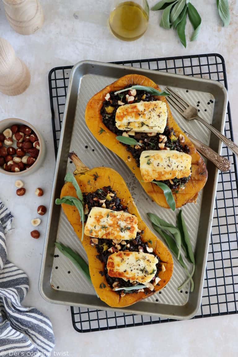 Courge Butternut Farcie Aux Lentilles Et Halloumi Del S Cooking Twist