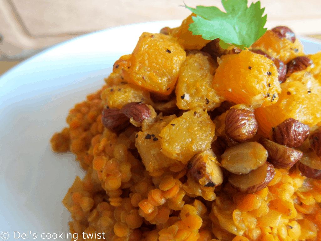 Red Lentil Dahl with Roasted Pumpkin & Hazelnuts – Del's 