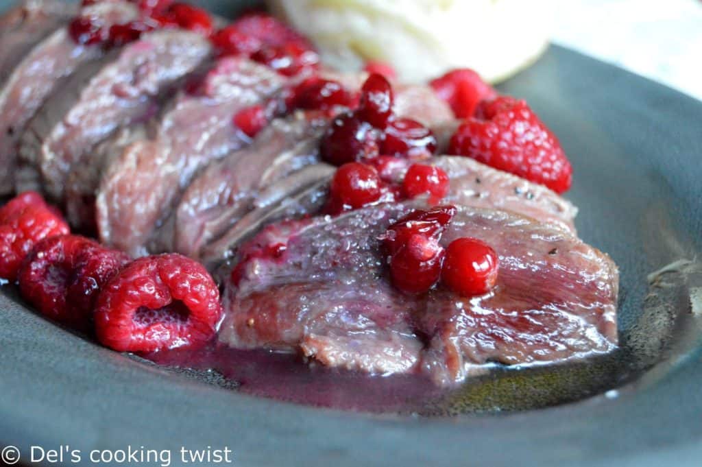 Duck Breast with a Honey Raspberry & Cranberry Sauce