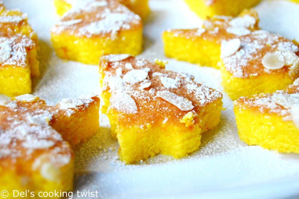 Moist mini orange and saffron cakes