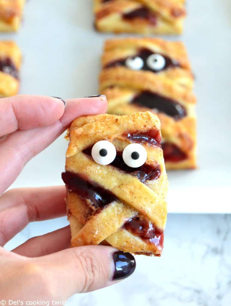 PB&J Mummy Hand Pies - Del's cooking twist