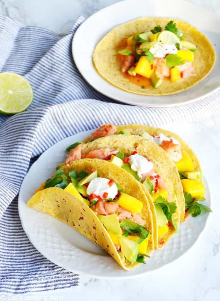 Thai Salmon Tacos with Mango-Avocado Salsa