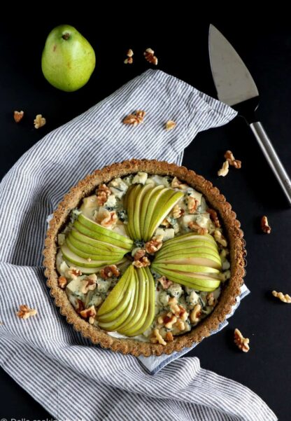 Pear and Blue Cheese Pie with a Walnut Crust