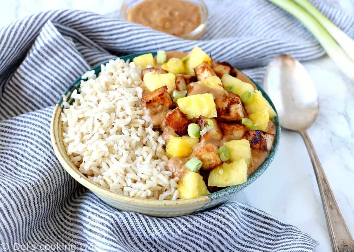 Creamy Peanut Butter Tofu Pineapple Rice