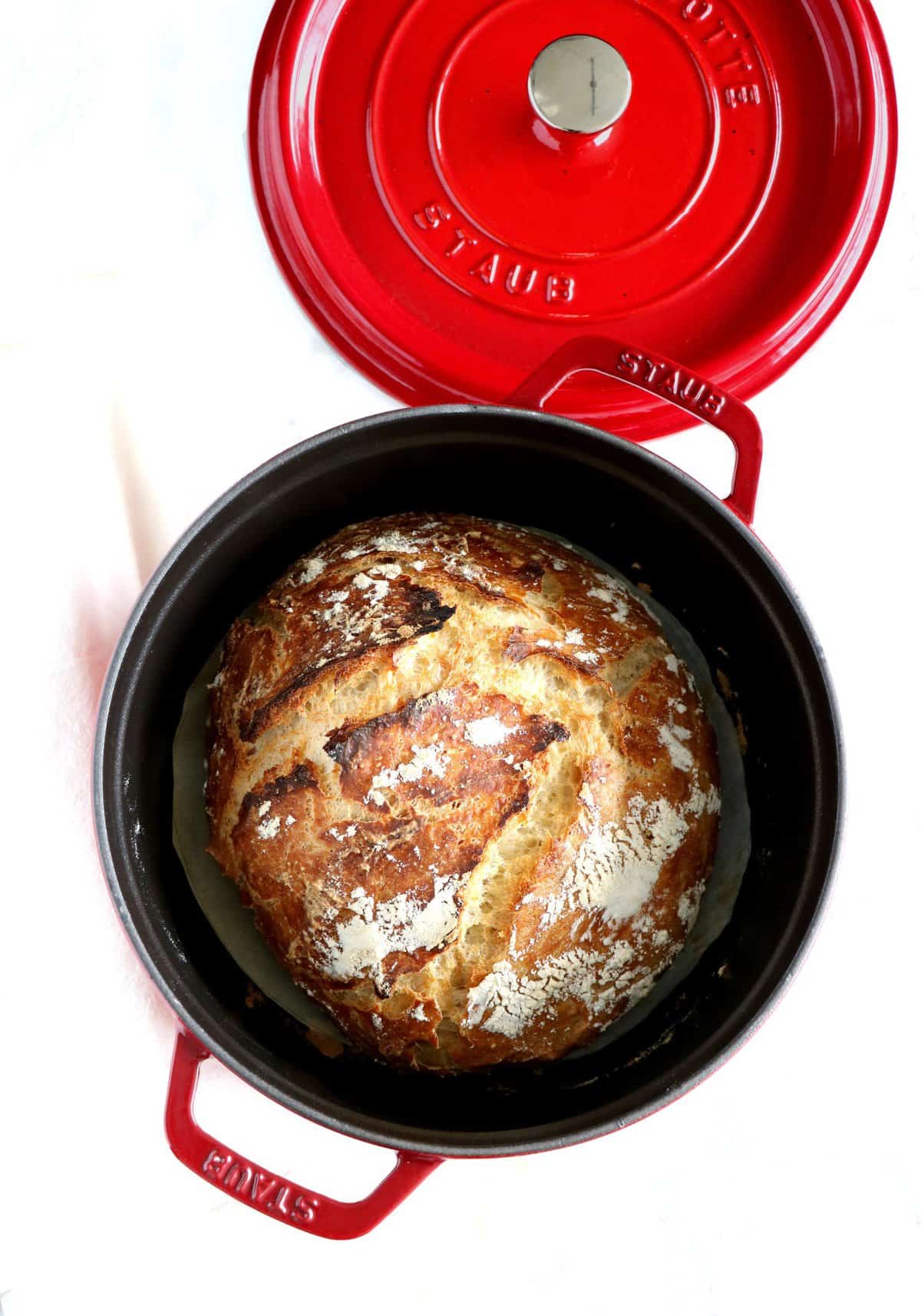 Simple 6-Ingredient Dutch Oven Bread, Baked in a Le Creuset Round