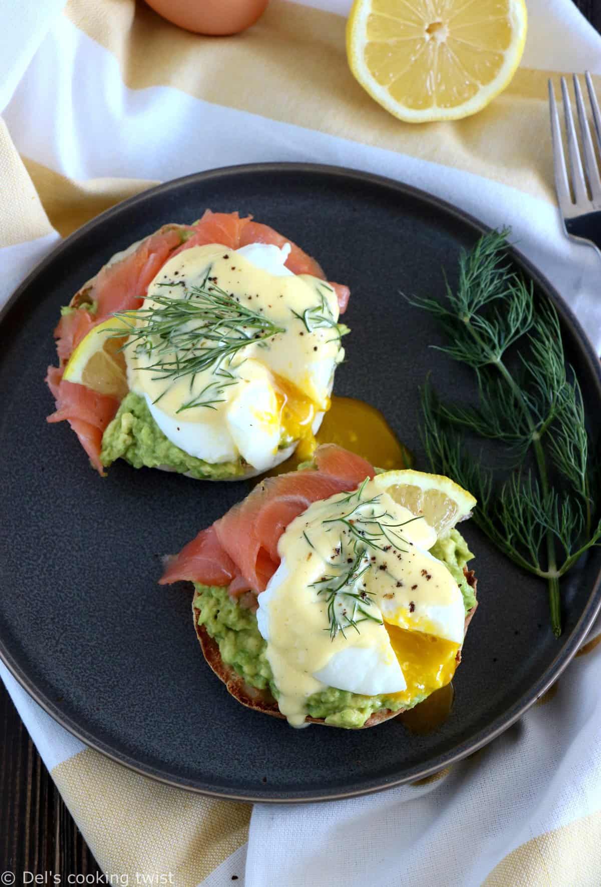 Green Chile Avocado Eggs Benedict - Cooking for Keeps