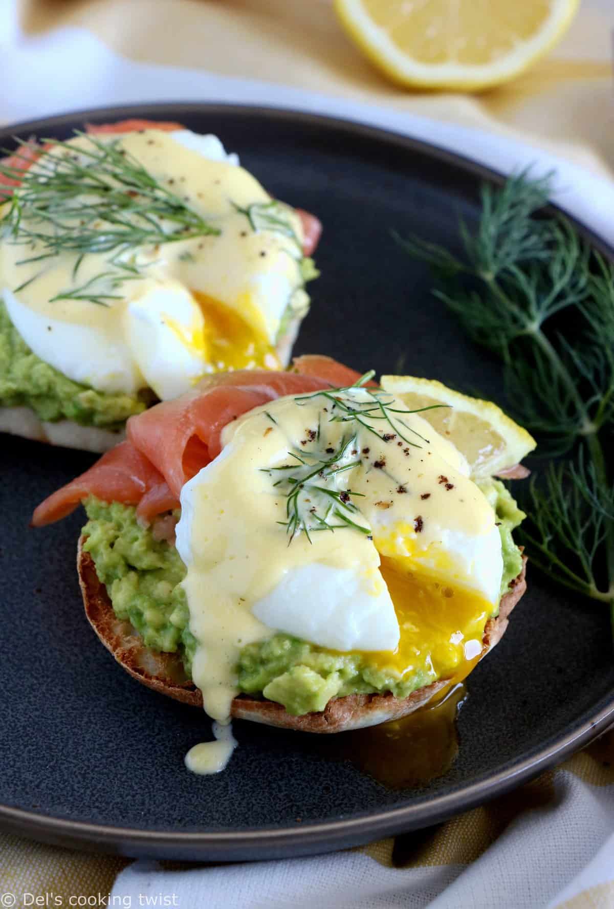 Green Chile Avocado Eggs Benedict - Cooking for Keeps