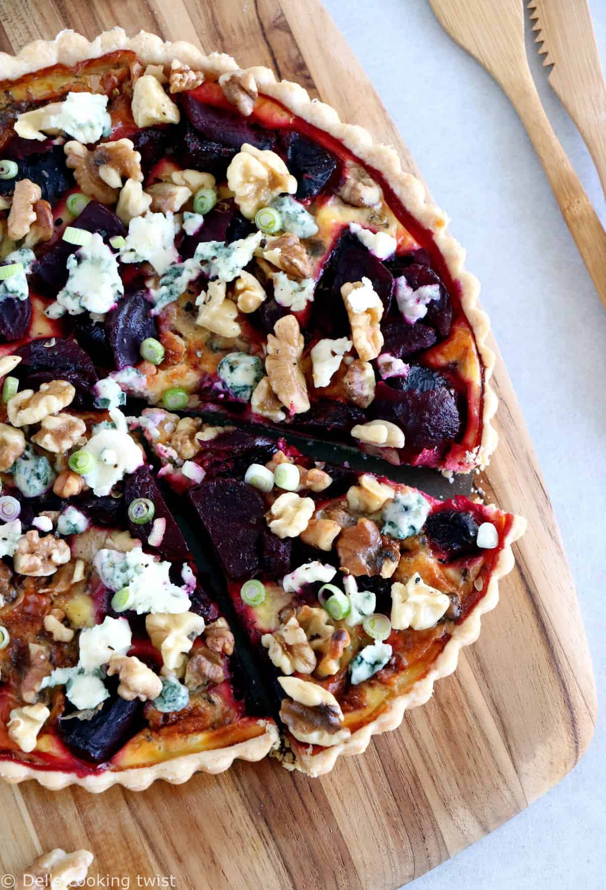 Beetroot Walnut and Blue Cheese Tart