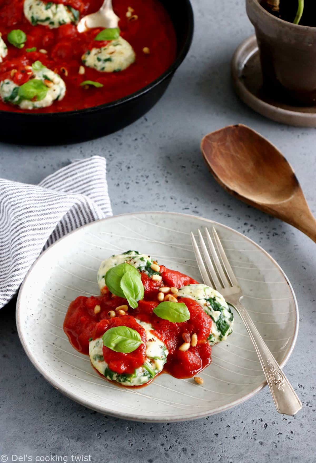 Spinach Ricotta Dumplings with Garlic Tomato Sauce Del s cooking