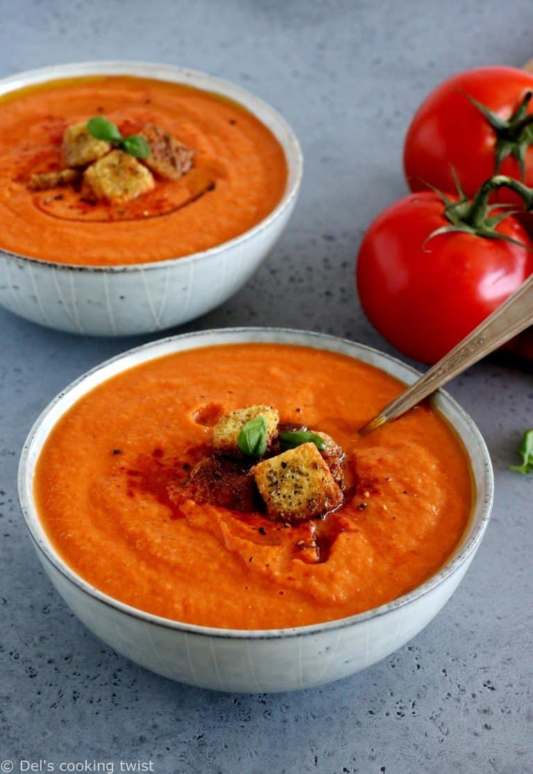 Roasted Red Pepper & Tomato Soup (Vegan) - Del's cooking twist