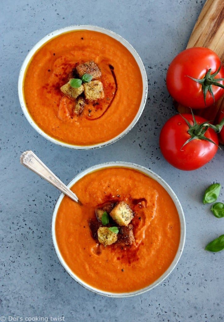 Roasted Red Pepper & Tomato Soup (vegan) - Del's Cooking Twist