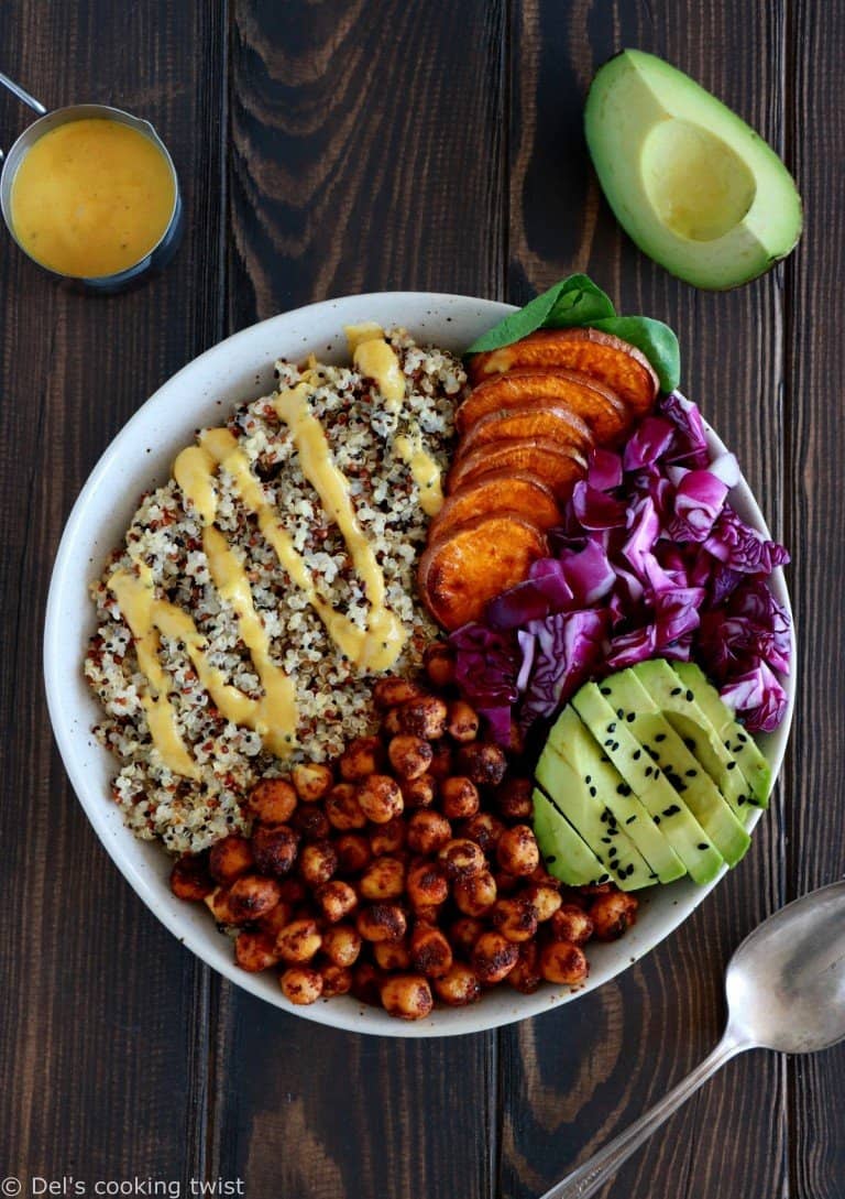 Spiced Chickpea Sweet Potato Buddha Bowl - Del's cooking twist