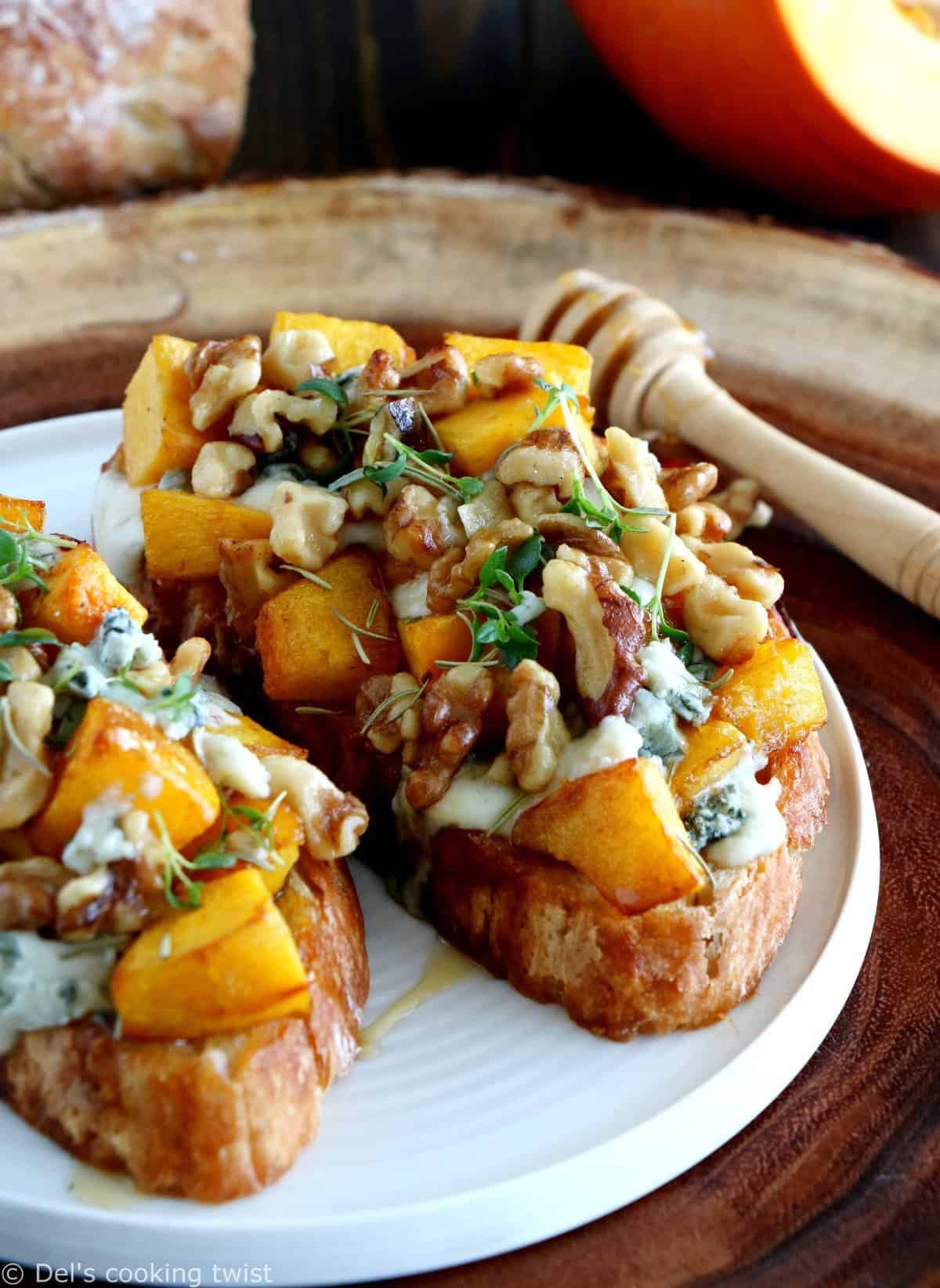 Tartine de Potimarron, Noix et Bleu d'Auvergne