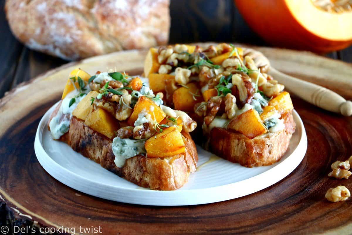 Tartine de Potimarron, Noix et Bleu d'Auvergne