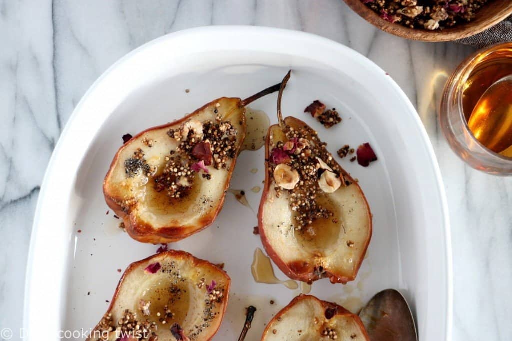 Cardamom-Infused Pears with Quinoa-Nut Crunch - Del's cooking twist