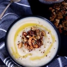 Vegan Celeriac and Parsnip Soup with a Savory Granola - Del's cooking twist