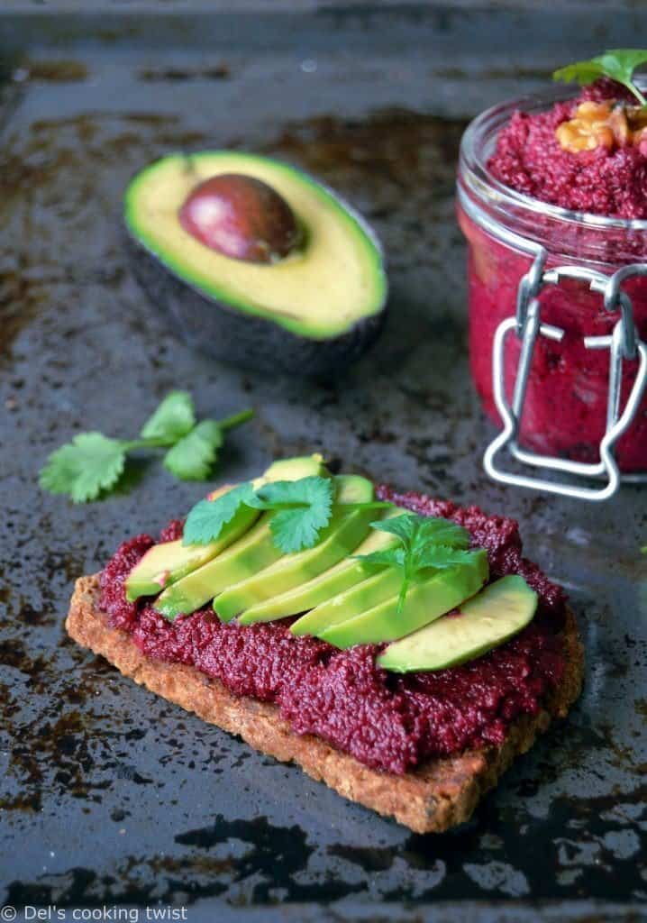 Vegan Avocado Toast with Beet Hummus - Del's cooking twist