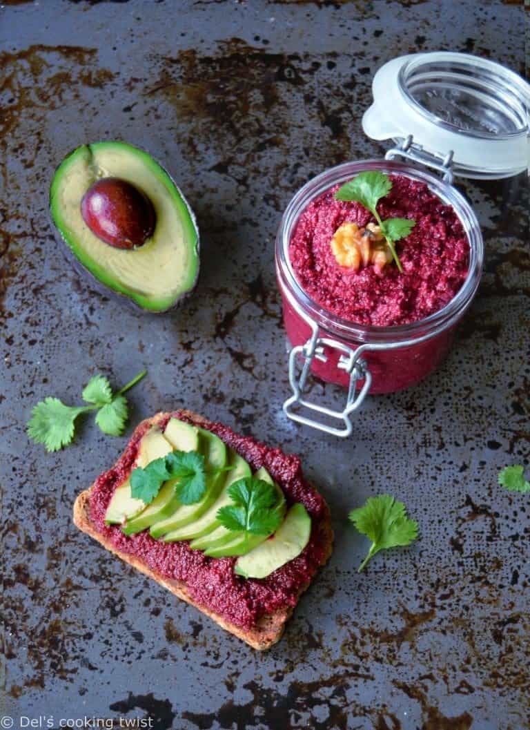 Vegan Avocado Toast with Beet Hummus - Del's cooking twist