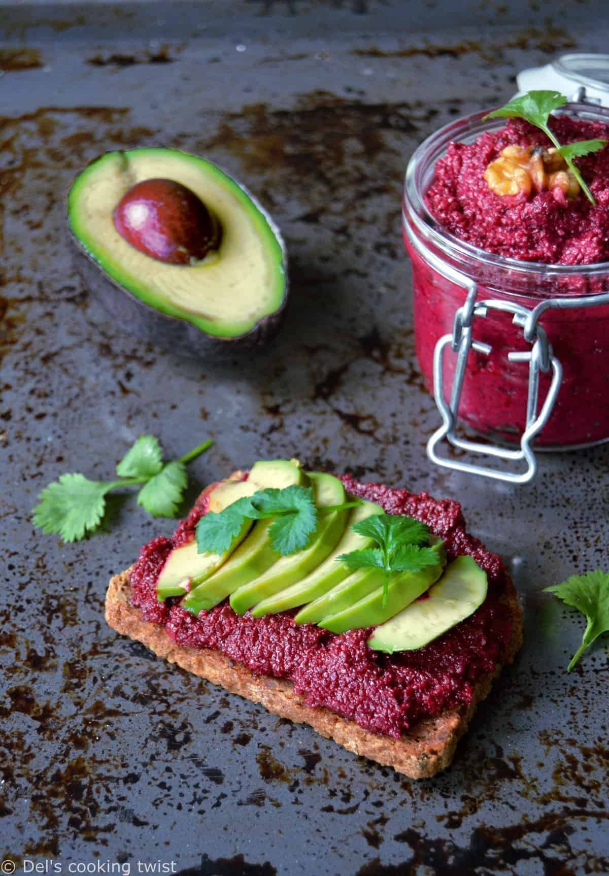 Vegan Avocado Toast with Beet Hummus