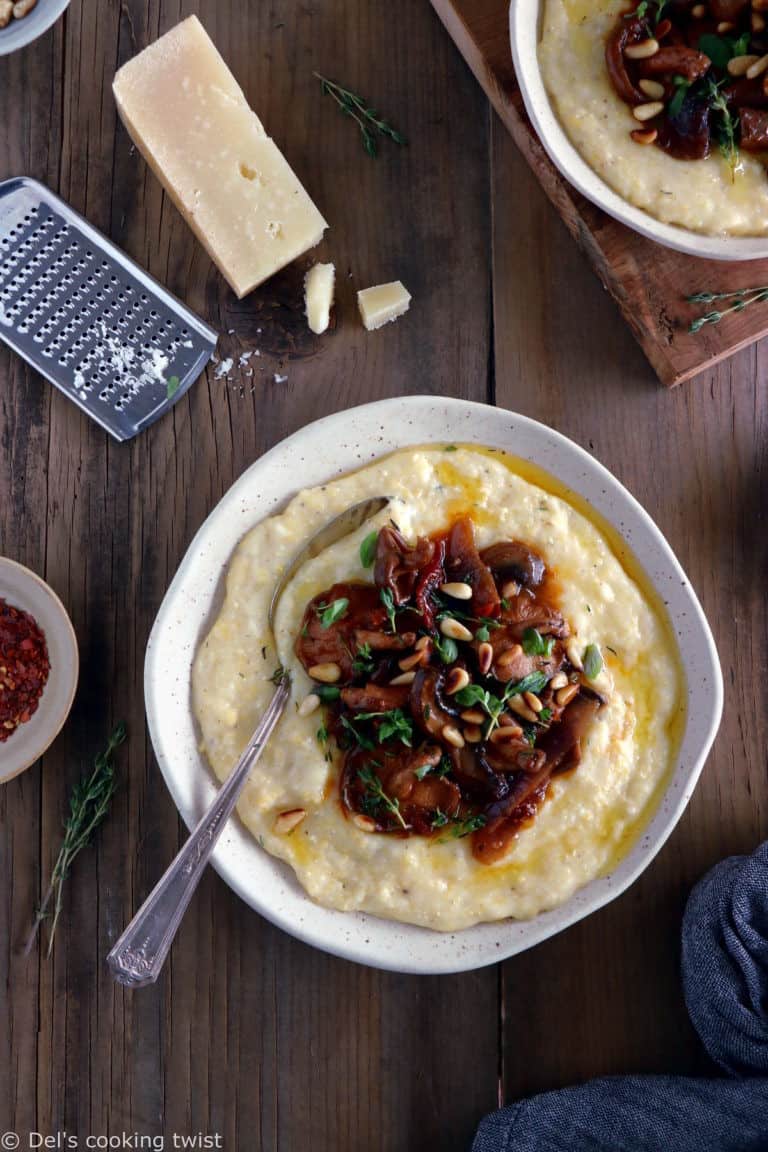 Parmesan Polenta With Thyme Mushroom Ragu Dels Cooking Twist