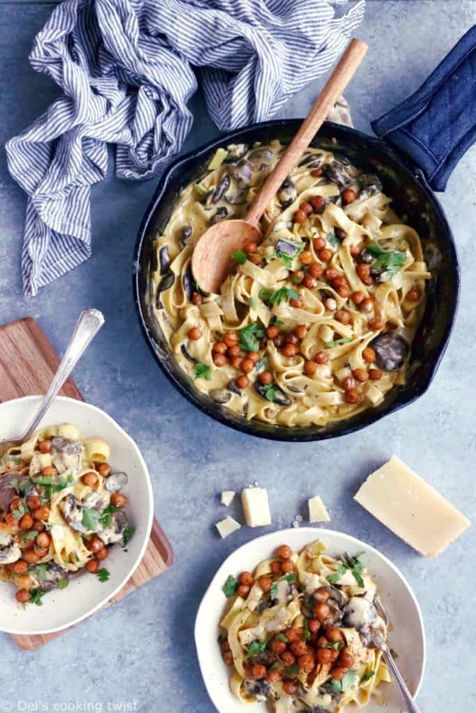 Creamy Mushroom Pasta with Chickpeas - Del's cooking twist