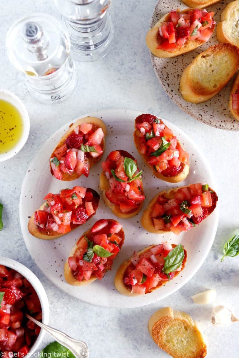 Strawberry Tomato Bruschetta - Del's cooking twist