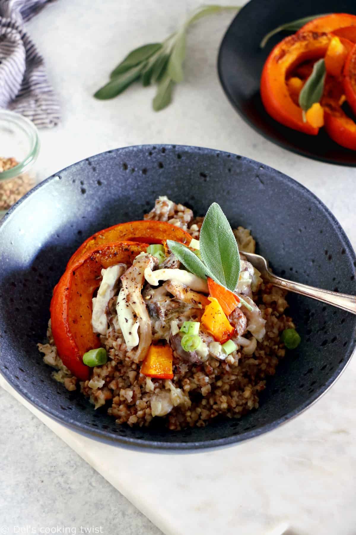 Subtle and elegant, this wild mushroom and roasted squash buckwheat risotto is a great alternative to your classic rice risotto.