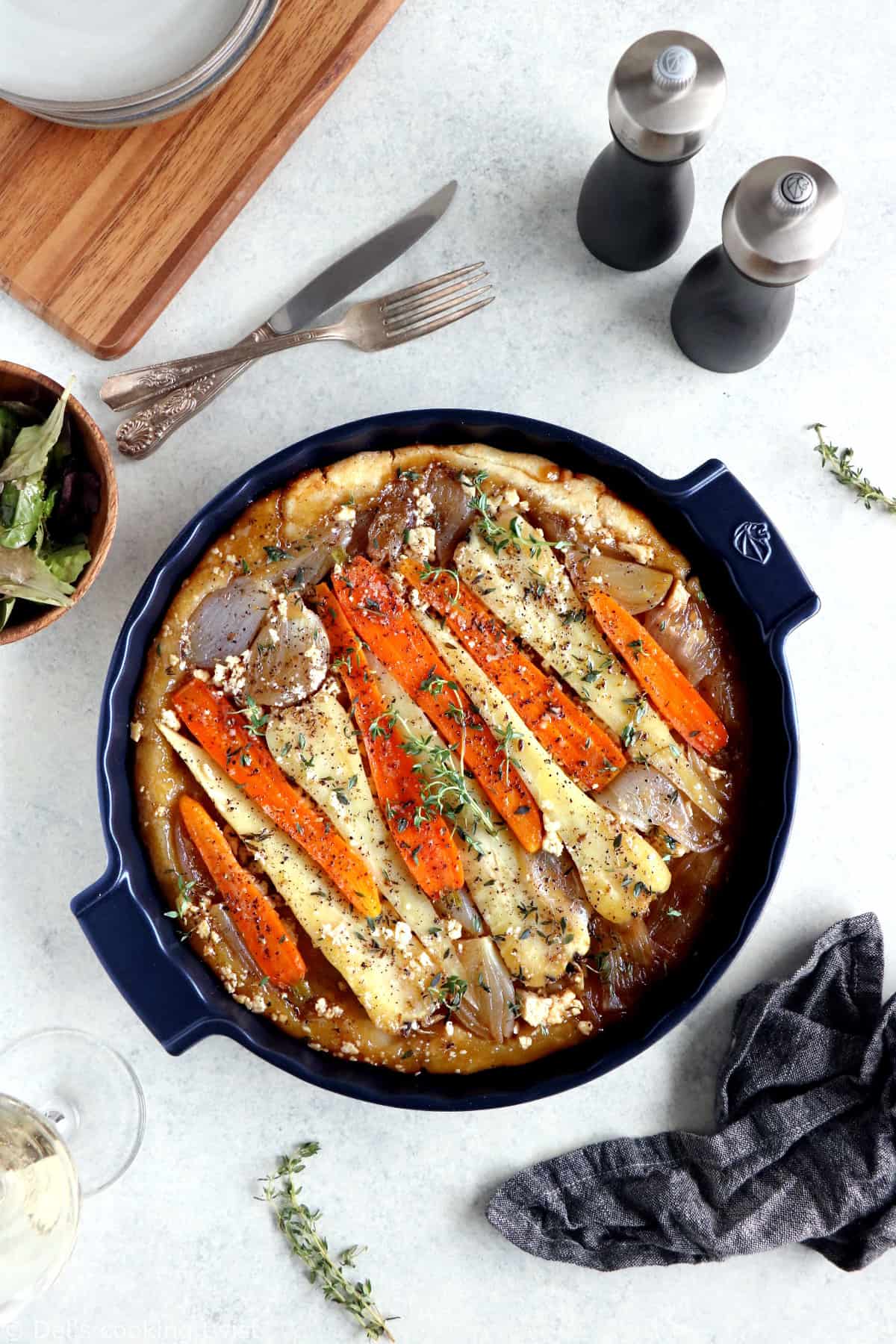 Tarte tatin aux panais, carottes et échalotes - Del's cooking twist