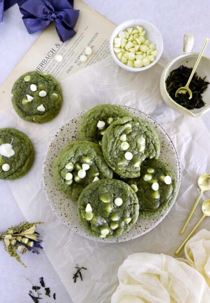 These white chocolate chip matcha cookies are packed with earthy flavors, with just the right amount of sweetness. 