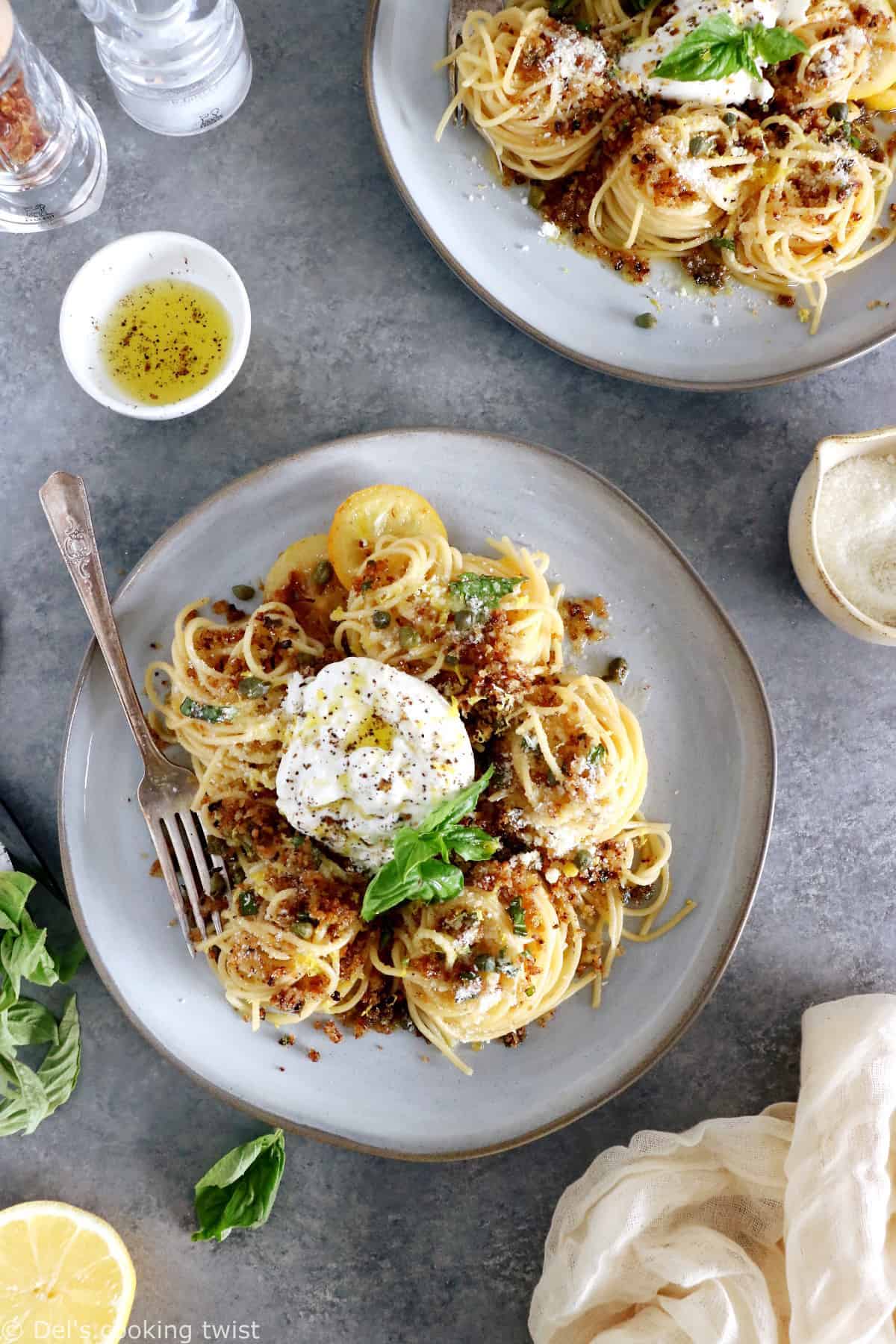 Lemon Butter Pasta with Burrata Cheese - Del's cooking twist