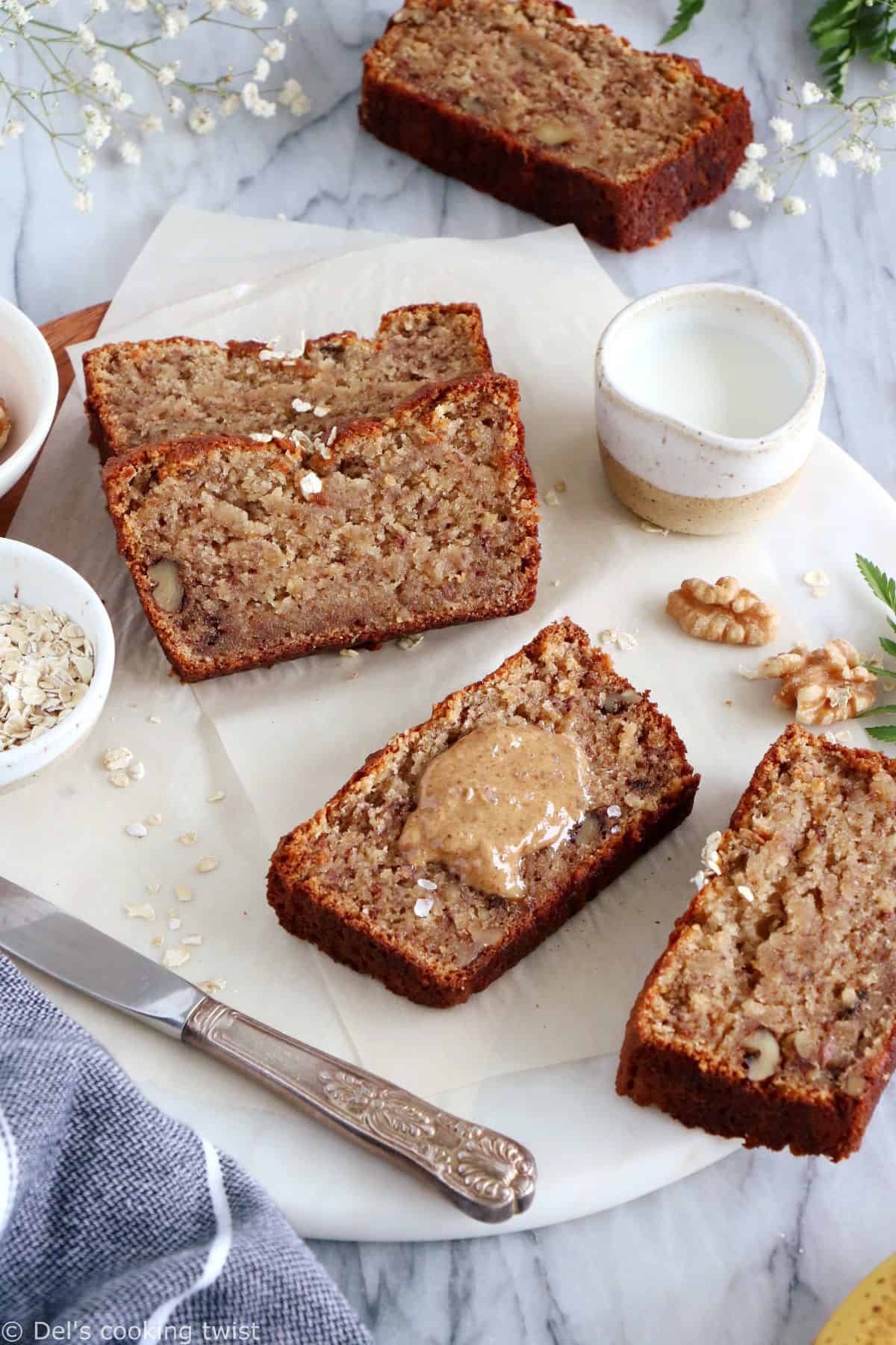 This perfect gluten-free banana bread is prepared with a homemade 3-ingredient gluten-free flour mix. It's moist and flavorful!