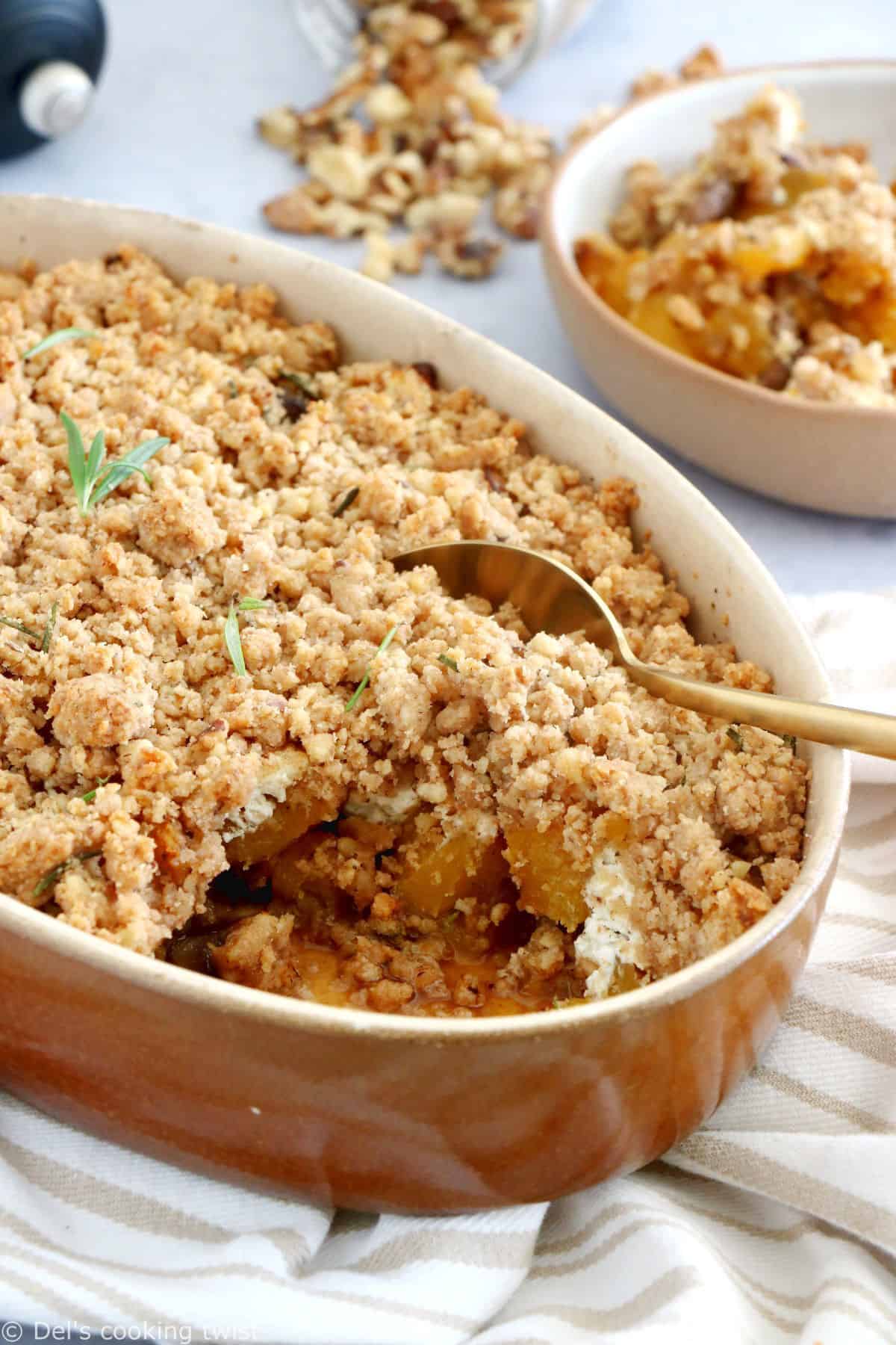 Crumble de courge butternut, champignons et chèvre - Dels cooking twist