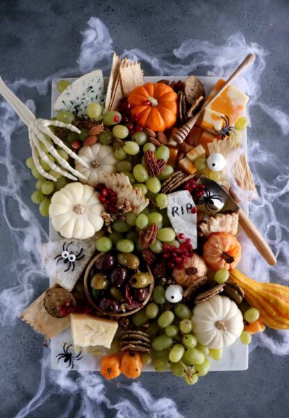 This killer vegetarian Halloween grazing board is a fun and spooky way to get you into the Halloween spirit.