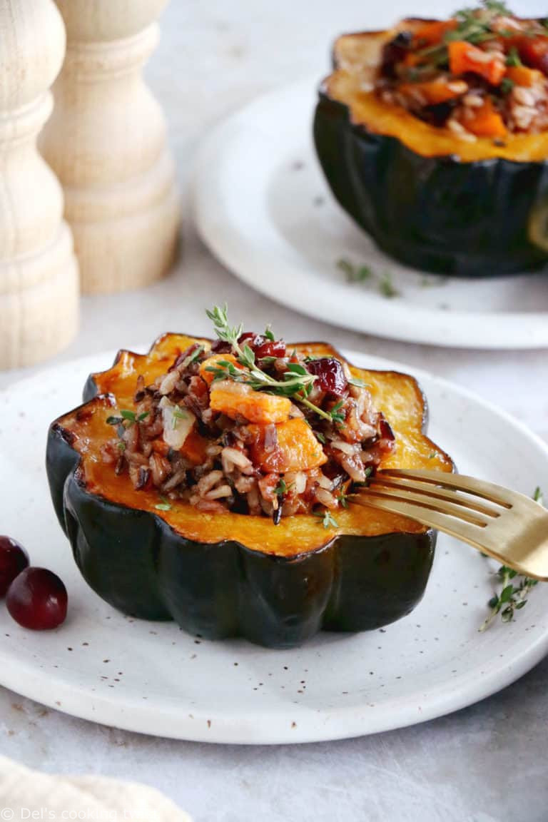 Wild Rice Stuffed Acorn Squash - Del's cooking twist