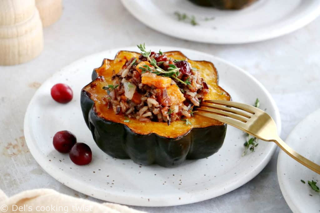 Wild Rice Stuffed Acorn Squash - Del's cooking twist