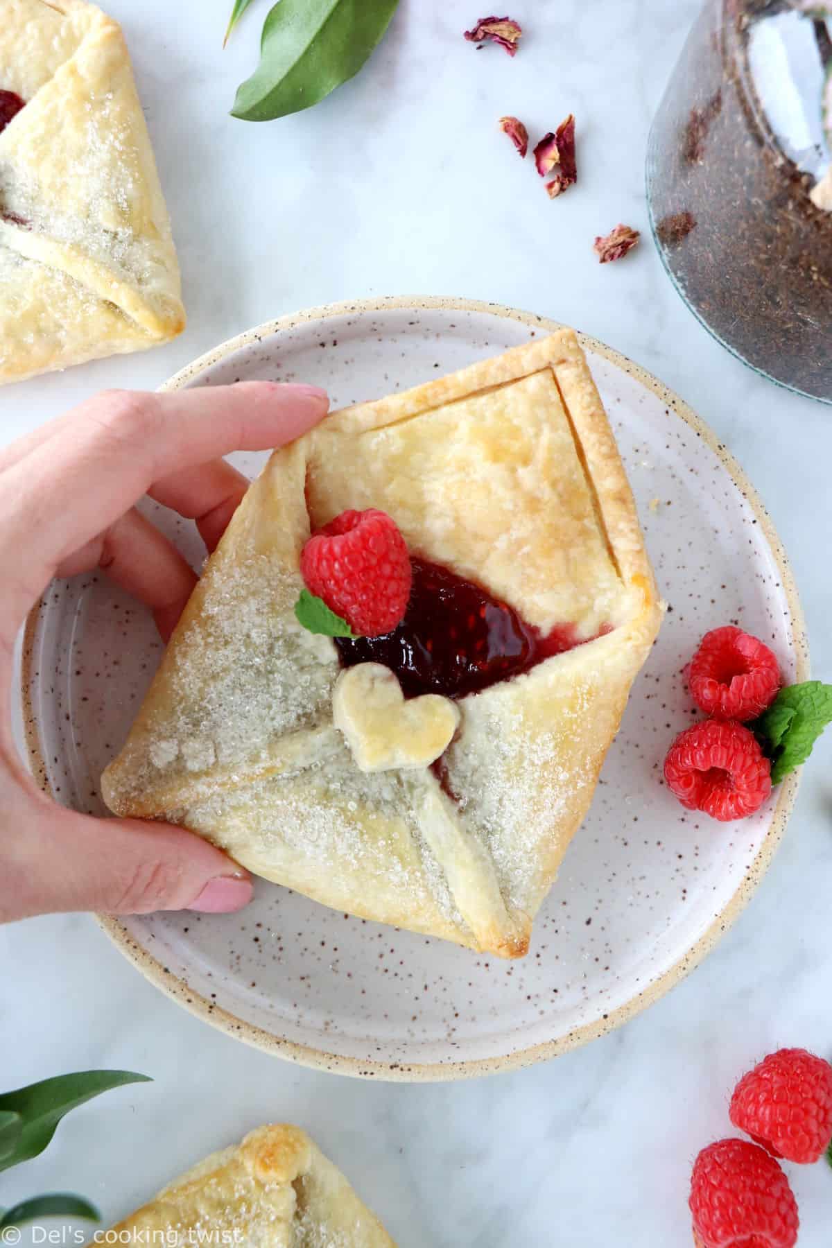 Raspberry Pie Pastry Envelopes - Del's cooking twist