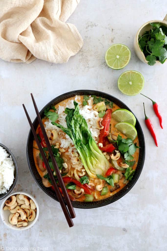 This vegan Thai red curry with bok choy is an easy vegetable red curry recipe, ready in 30 minutes and seriously better than takeout.