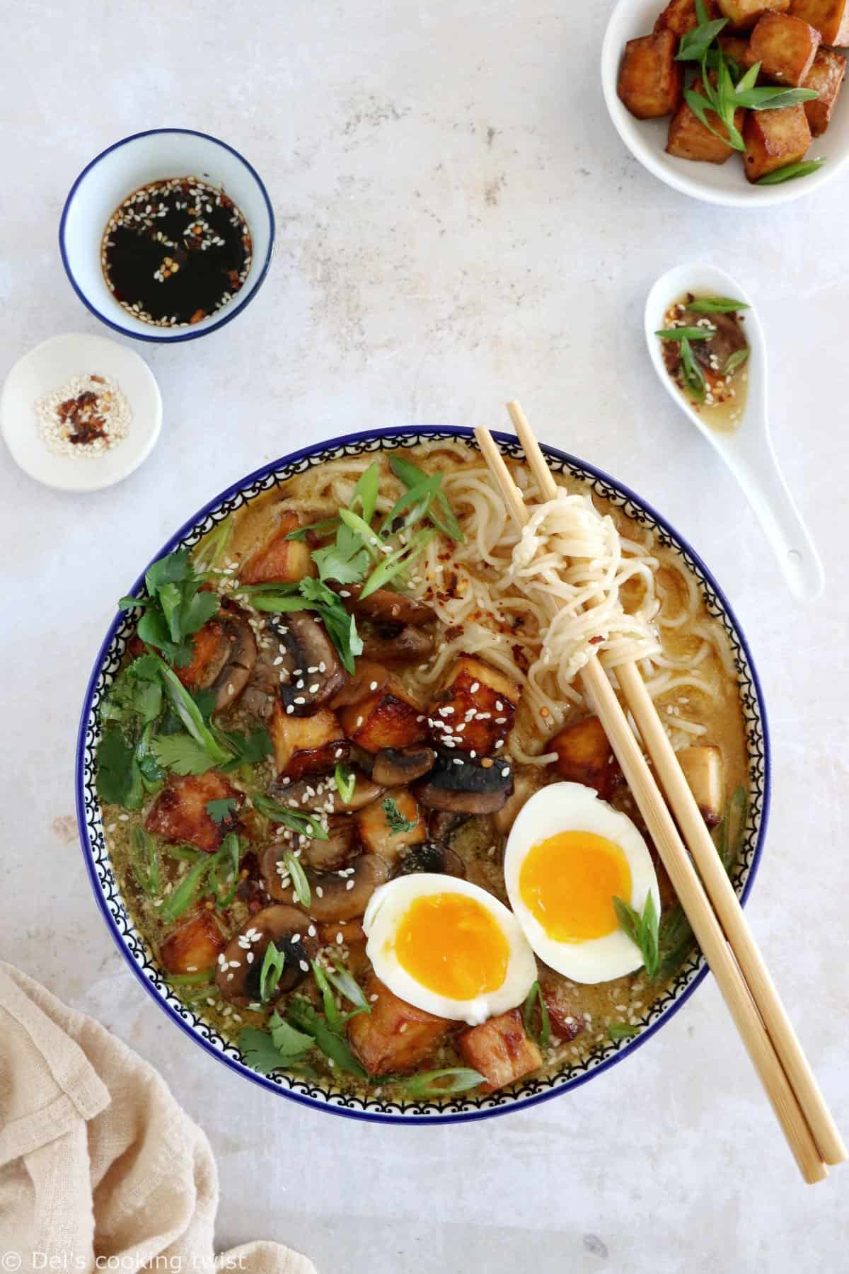 Ramen au miso, champignons et tofu - Del's cooking twist