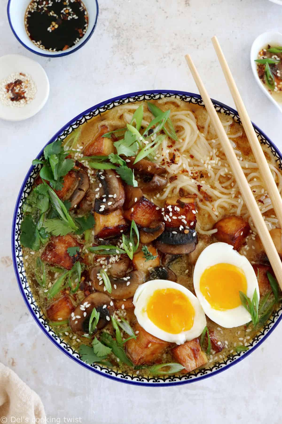 Tahini Miso Ramen with Crispy Tofu - Del's cooking twist