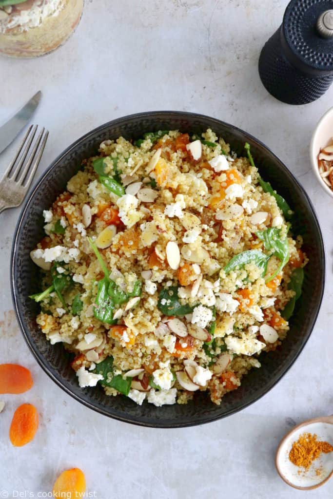 Apricot and Feta Quinoa Salad with Curry Dressing - Del's cooking twist