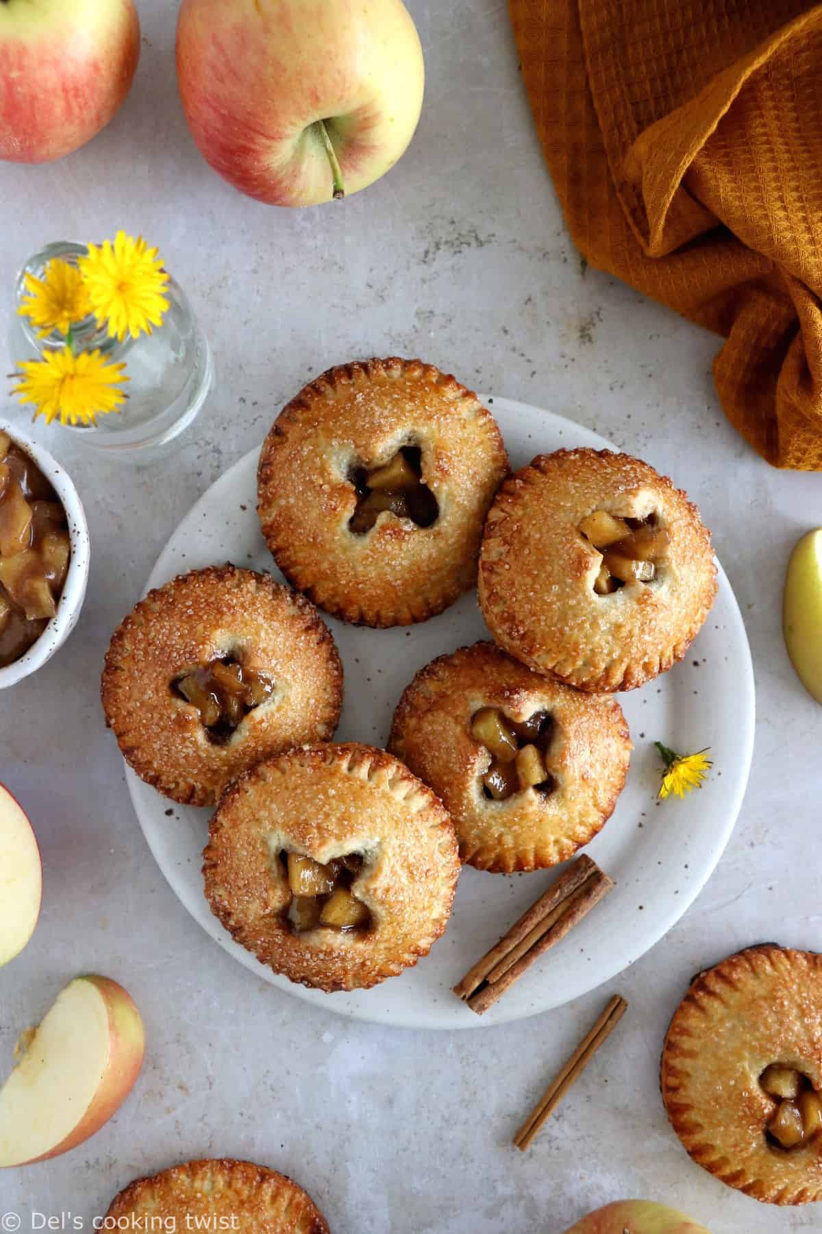 Apple hand pies are like apple pie in individual portions. They feature a sweet apple cinnamon filling inside an irresistible flaky crust.