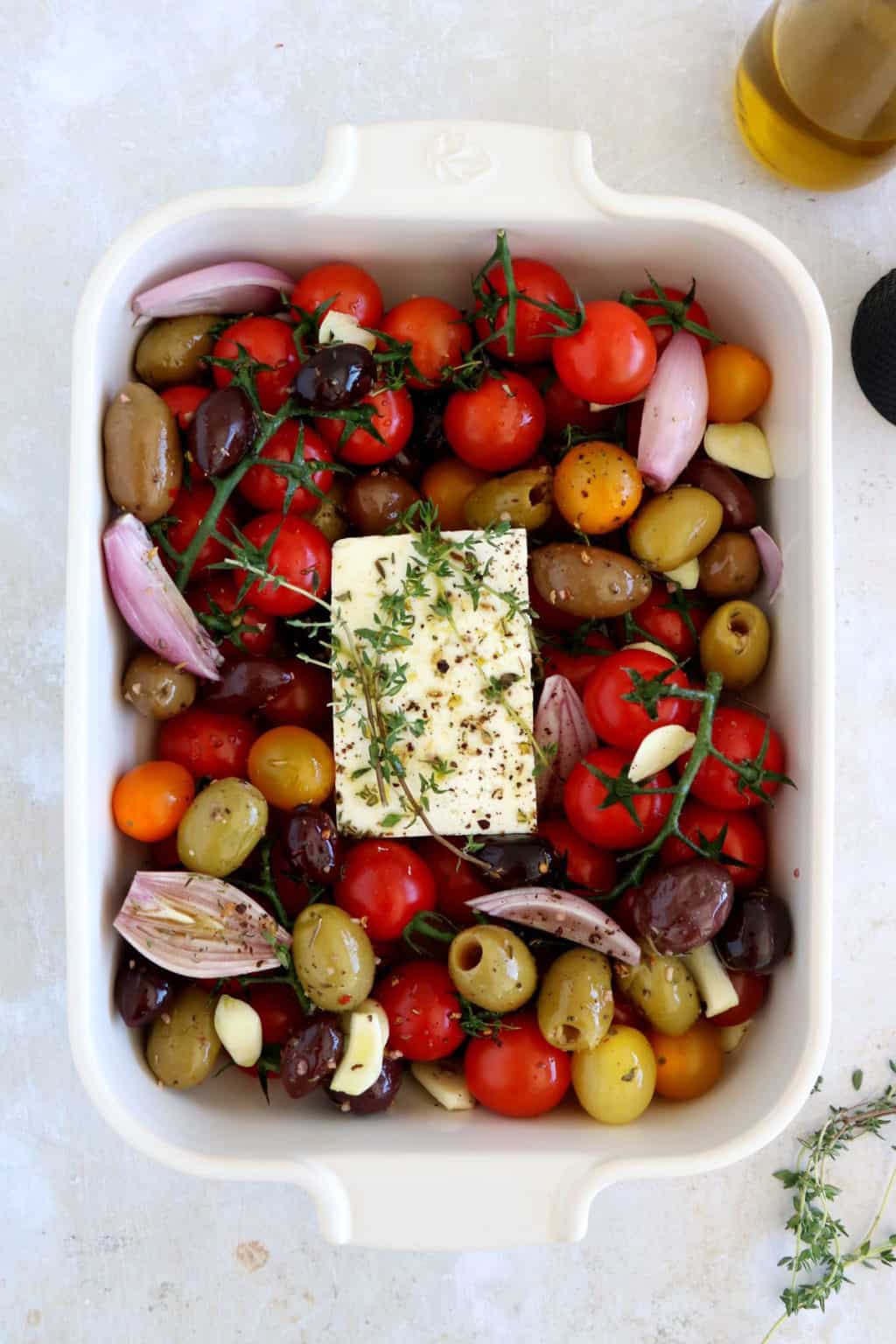 Baked Feta with Cherry Tomatoes and Olives - Del's cooking twist