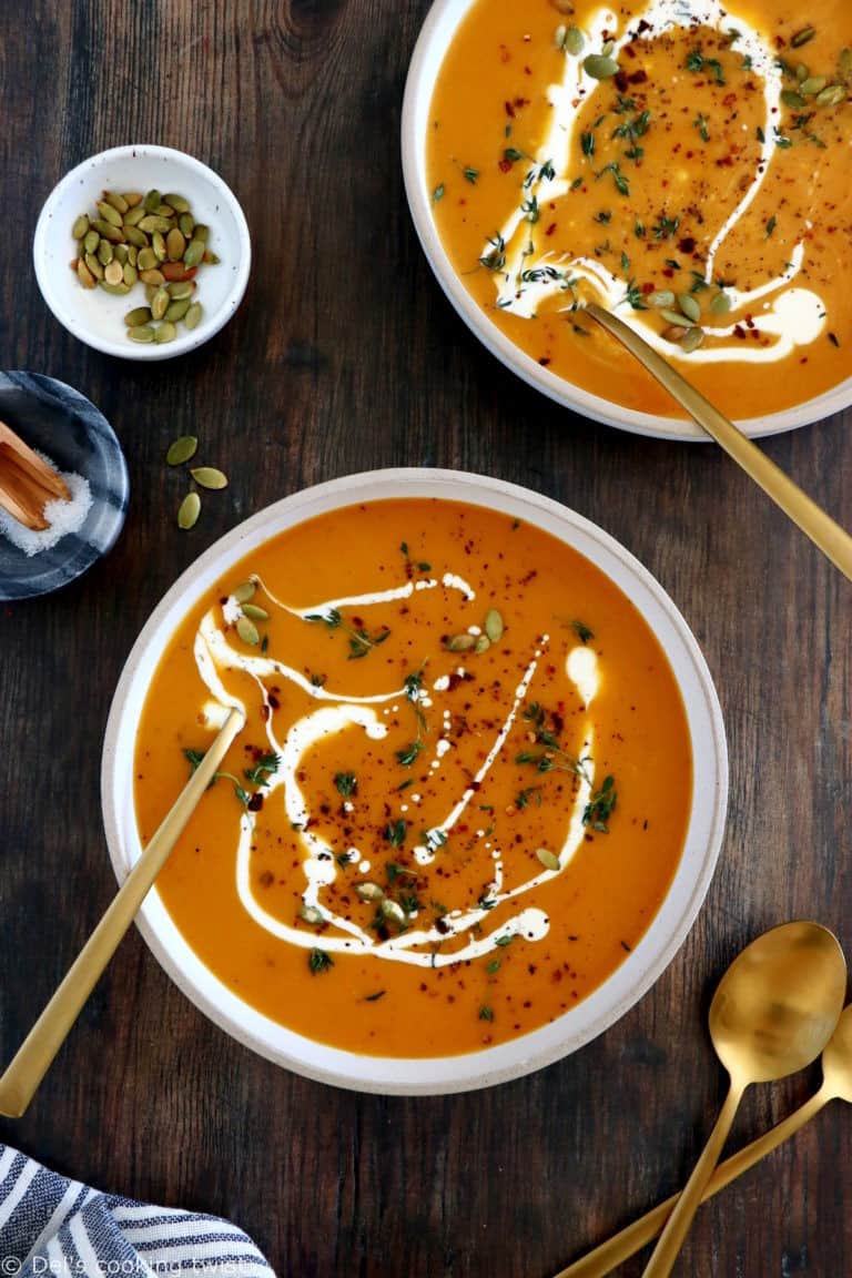 Roasted Garlic Butternut Squash Soup - Del's cooking twist