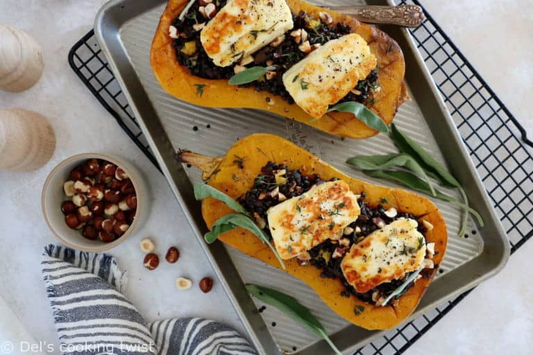 Courge Butternut Farcie Aux Lentilles Et Halloumi - Del's Cooking Twist