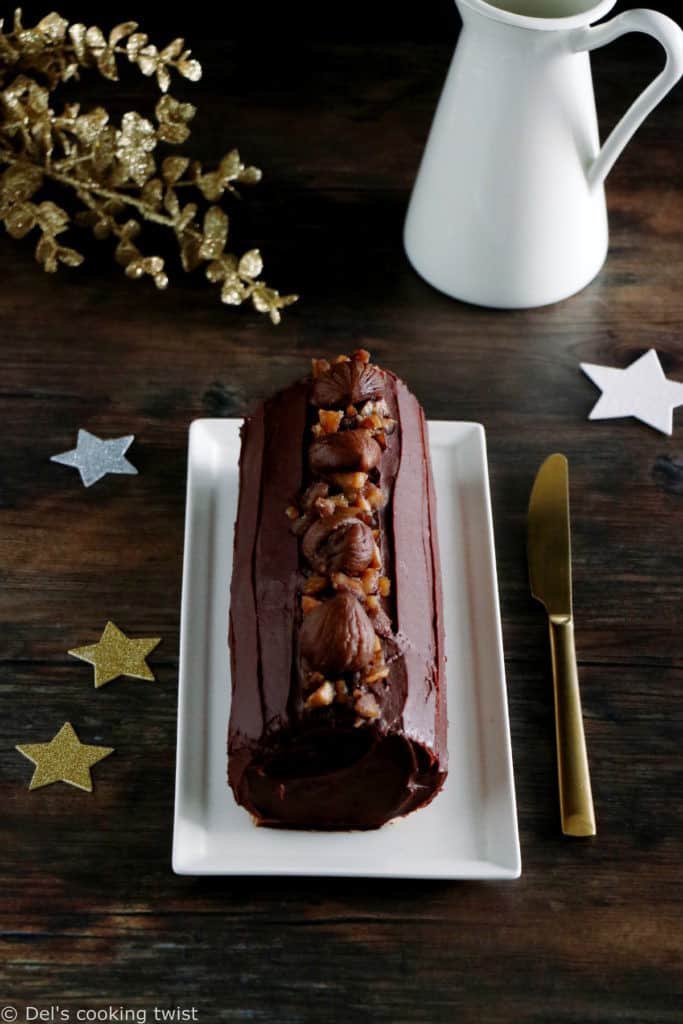 Chocolate Chestnut Christmas Roll Cake