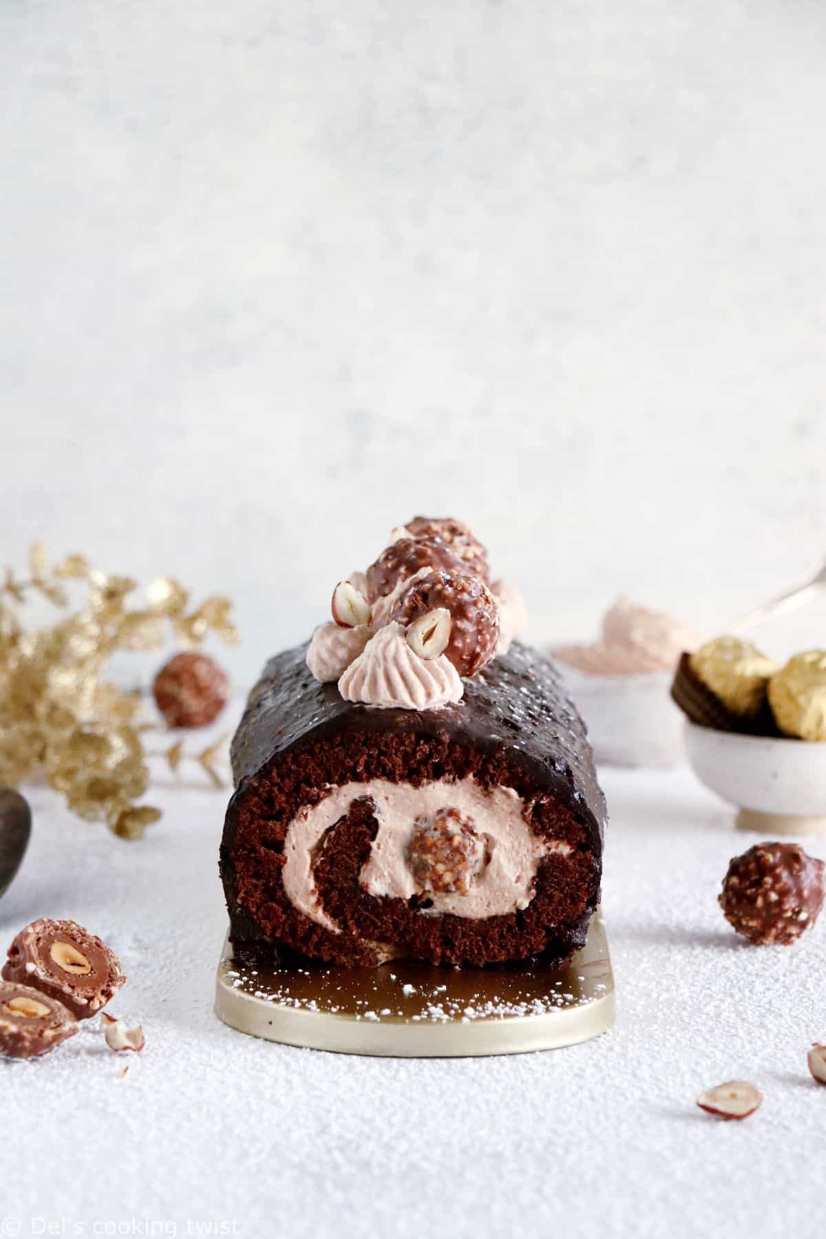 Ferrero Rocher Cake Roll - Del's cooking twist