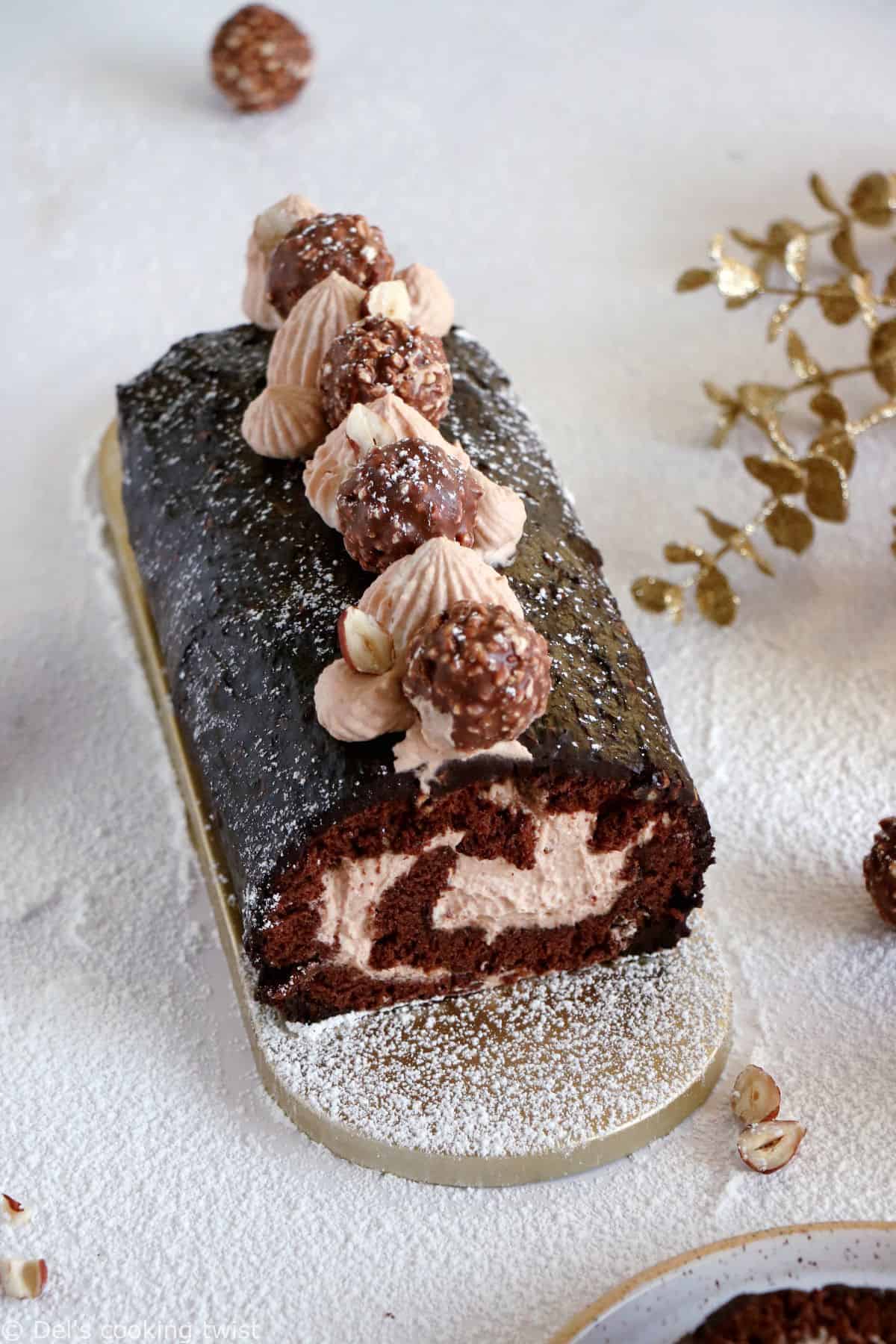 Gâteau ferrero rochers ou bûche ferrero rochers - Blog cuisine avec du  chocolat ou Thermomix mais pas que