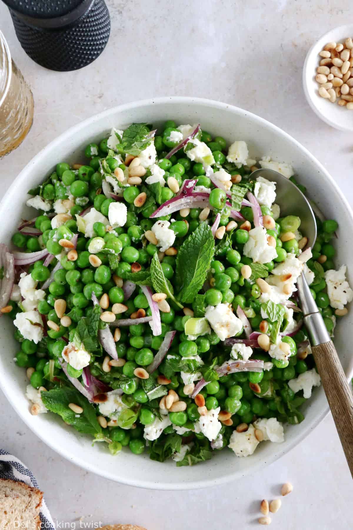 Salade de petits pois, chèvre frais et menthe - Del's cooking twist