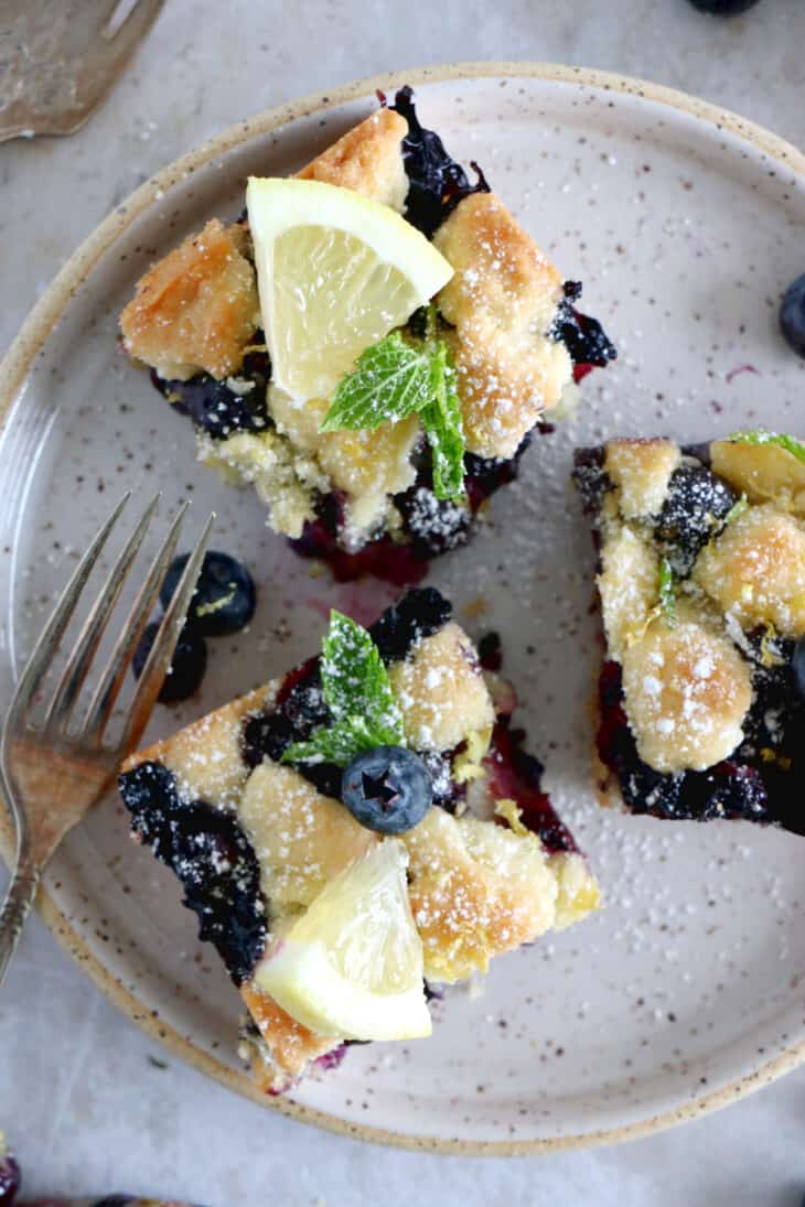 Easy blueberry crumble bars are loaded with sweet, juicy blueberries, and a delicious buttery crumble, shortbread-like.