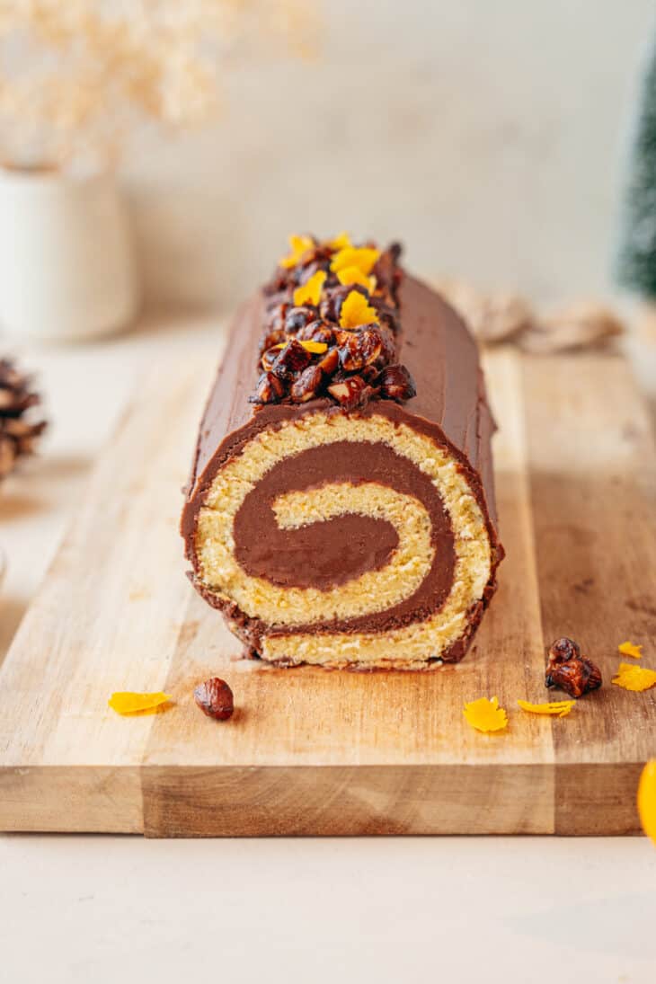 Delicious Christmas Yule Log Sheet Cake - Baking with Blondie